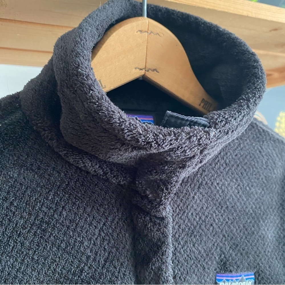 Patagonia Black Half-Snap High Pile Fleece Pullover Jacket Sweater Medium - Picture 8 of 15